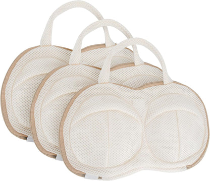 3Pcs Bra Wash Bags for Laundry Lingerie Brassiere Bag bra washing protector holder for Washing Machine Beige(A to C Cups)
