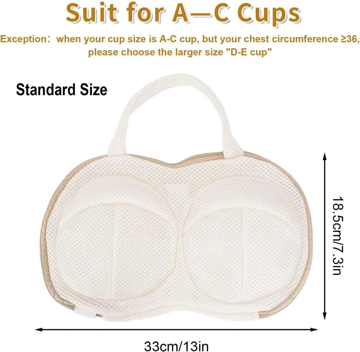 3Pcs Bra Wash Bags for Laundry Lingerie Brassiere Bag bra washing protector holder for Washing Machine Beige(A to C Cups)
