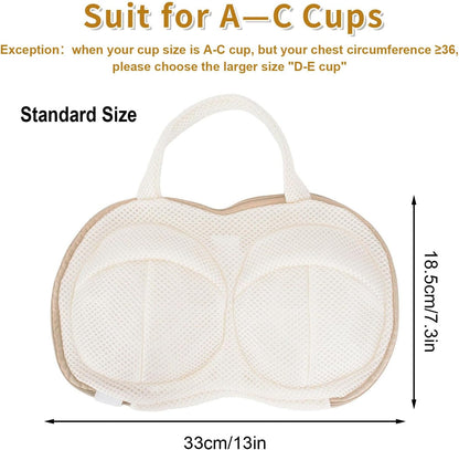 3Pcs Bra Wash Bags for Laundry Lingerie Brassiere Bag bra washing protector holder for Washing Machine Beige(A to C Cups)