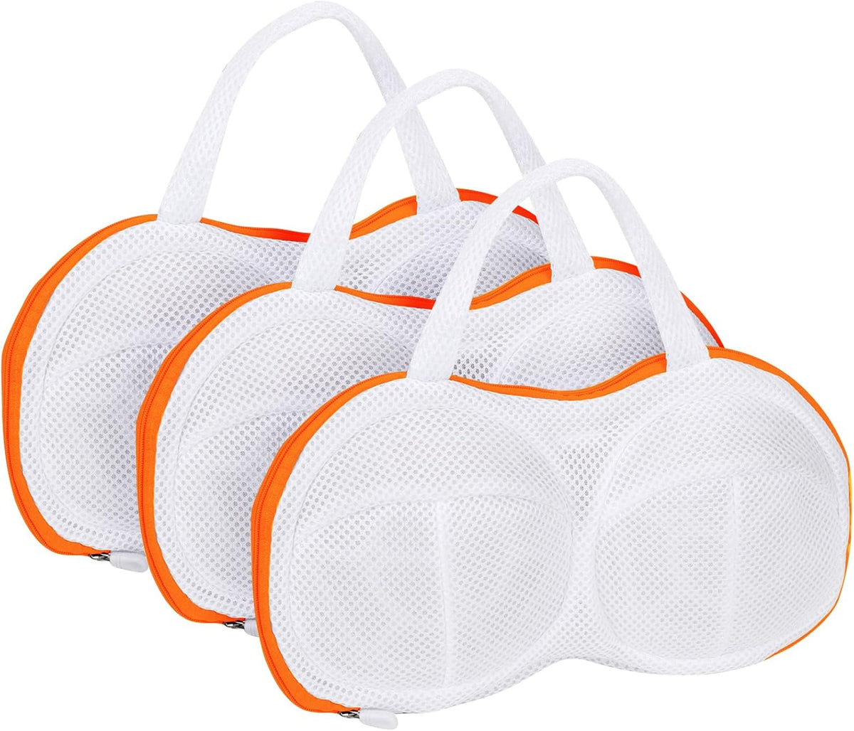 3Pcs Bra Wash Bags for Laundry Lingerie Brassiere Bag bra washing protector holder for Washing Machine Beige(A to C Cups)