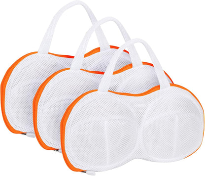 3Pcs Bra Wash Bags for Laundry Lingerie Brassiere Bag bra washing protector holder for Washing Machine Beige(A to C Cups)
