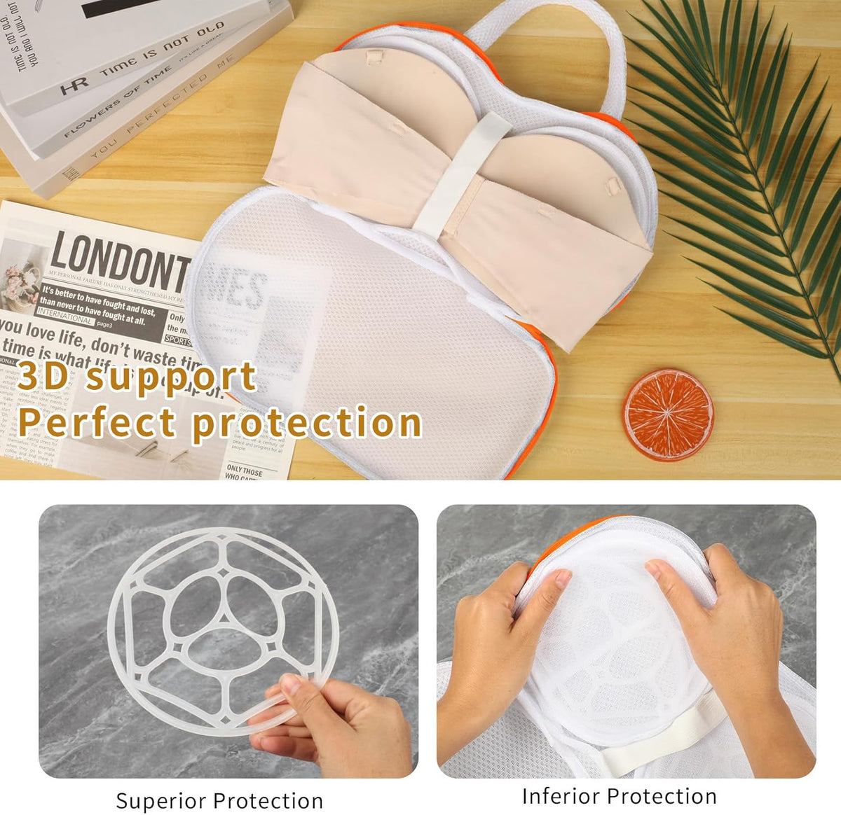 3Pcs Bra Wash Bags for Laundry Lingerie Brassiere Bag bra washing protector holder for Washing Machine Beige(A to C Cups)