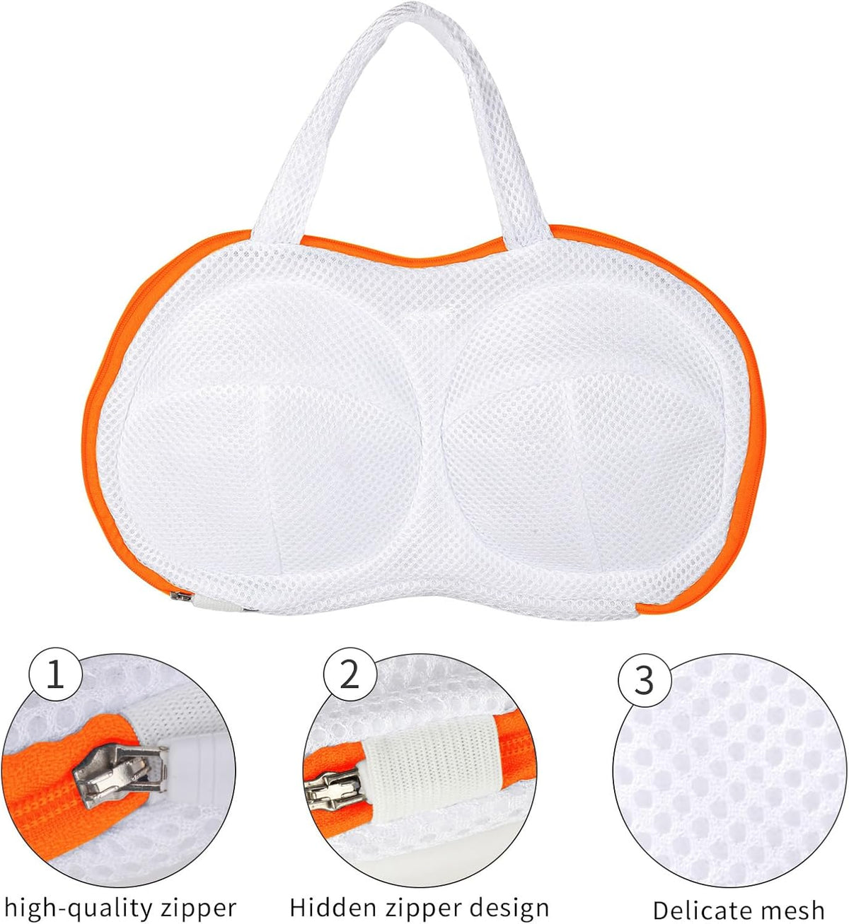 3Pcs Bra Wash Bags for Laundry Lingerie Brassiere Bag bra washing protector holder for Washing Machine Beige(A to C Cups)