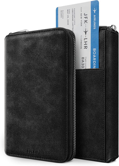 Passport Holder for Travel Family, Multiple Travel Document Holder Wallet for a Family of 3-4, RFID Blocking Passport Bag, Document Organizer Pouch for Credit Cards, ID, Sim Card, Cash, Coins