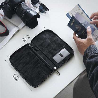Passport Holder for Travel Family, Multiple Travel Document Holder Wallet for a Family of 3-4, RFID Blocking Passport Bag, Document Organizer Pouch for Credit Cards, ID, Sim Card, Cash, Coins