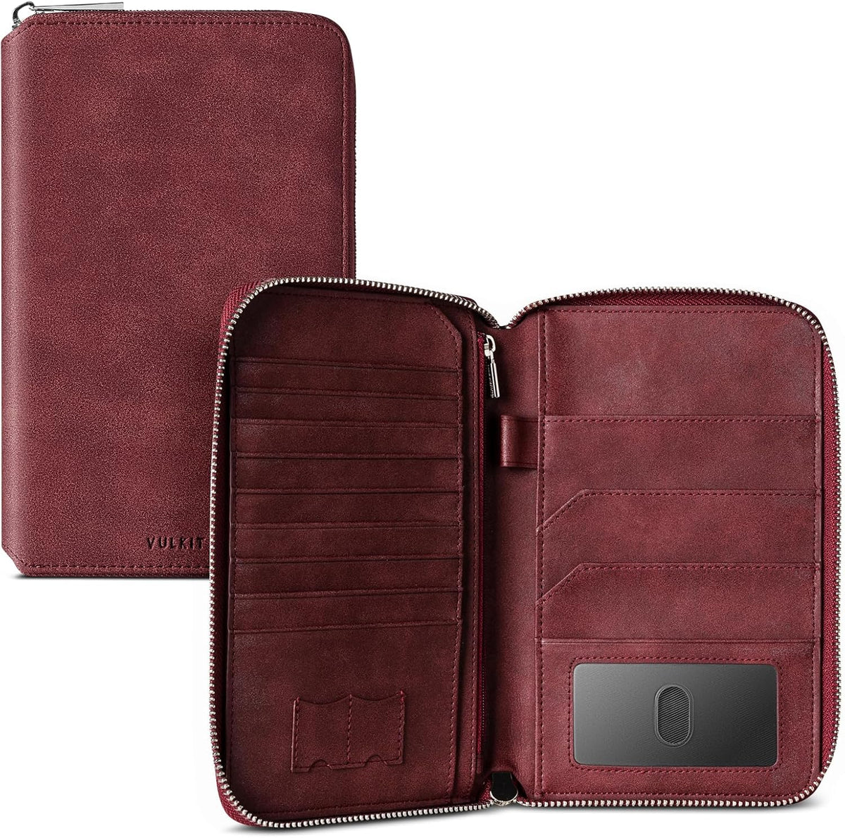 Passport Holder for Travel Family, Multiple Travel Document Holder Wallet for a Family of 3-4, RFID Blocking Passport Bag, Document Organizer Pouch for Credit Cards, ID, Sim Card, Cash, Coins