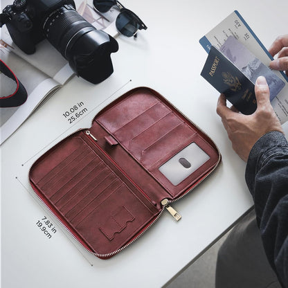 Passport Holder for Travel Family, Multiple Travel Document Holder Wallet for a Family of 3-4, RFID Blocking Passport Bag, Document Organizer Pouch for Credit Cards, ID, Sim Card, Cash, Coins
