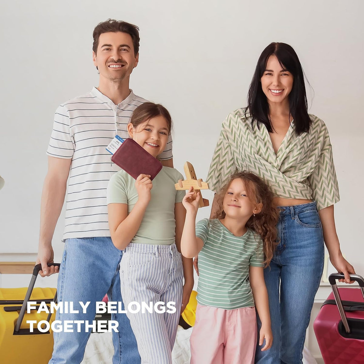 Passport Holder for Travel Family, Multiple Travel Document Holder Wallet for a Family of 3-4, RFID Blocking Passport Bag, Document Organizer Pouch for Credit Cards, ID, Sim Card, Cash, Coins
