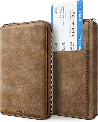 Passport Holder for Travel Family, Multiple Travel Document Holder Wallet for a Family of 3-4, RFID Blocking Passport Bag, Document Organizer Pouch for Credit Cards, ID, Sim Card, Cash, Coins