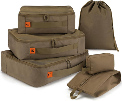 6 Pcs Packing Cubes for Travel Cubes & Packing Organizers, Travel Essentials Accessories Suitcase Organizer Set Gifts for Men Camping & Cruise with Durable Laundry Bag