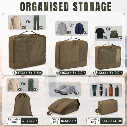 6 Pcs Packing Cubes for Travel Cubes & Packing Organizers, Travel Essentials Accessories Suitcase Organizer Set Gifts for Men Camping & Cruise with Durable Laundry Bag