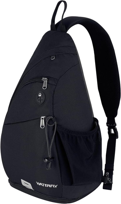 Large Sling Bag Crossbody Backpack Chest Pack for Men Women | 18L, Water resistant hiking daypack, 7 pockets for 13" Tablet, water bottle & umbrella pockets, Outdoor travel shoulder bag
