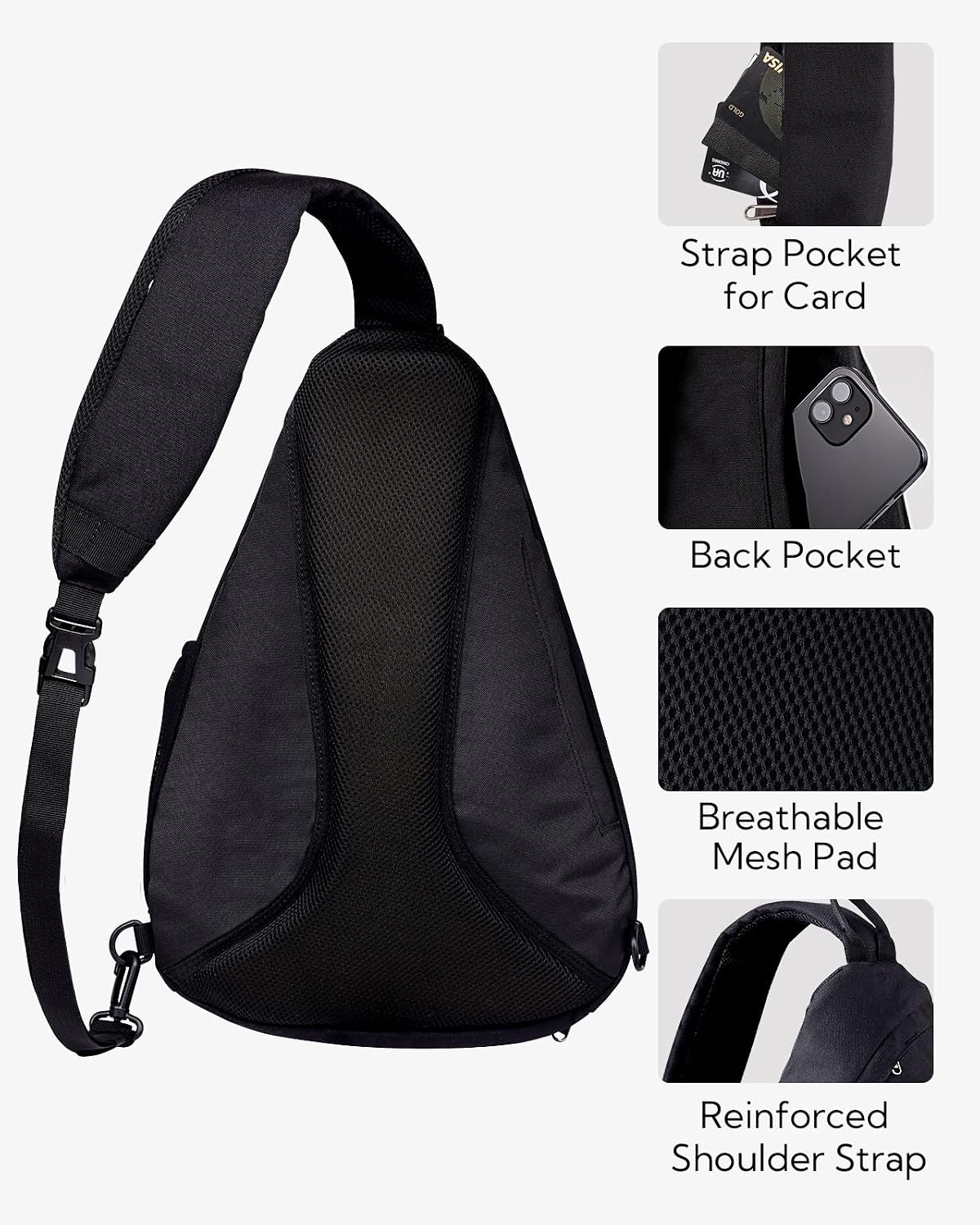 Large Sling Bag Crossbody Backpack Chest Pack for Men Women | 18L, Water resistant hiking daypack, 7 pockets for 13" Tablet, water bottle & umbrella pockets, Outdoor travel shoulder bag