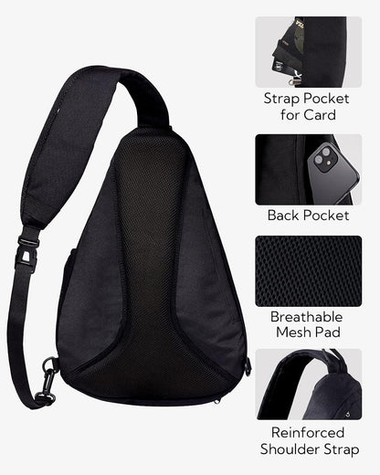 Large Sling Bag Crossbody Backpack Chest Pack for Men Women | 18L, Water resistant hiking daypack, 7 pockets for 13" Tablet, water bottle & umbrella pockets, Outdoor travel shoulder bag