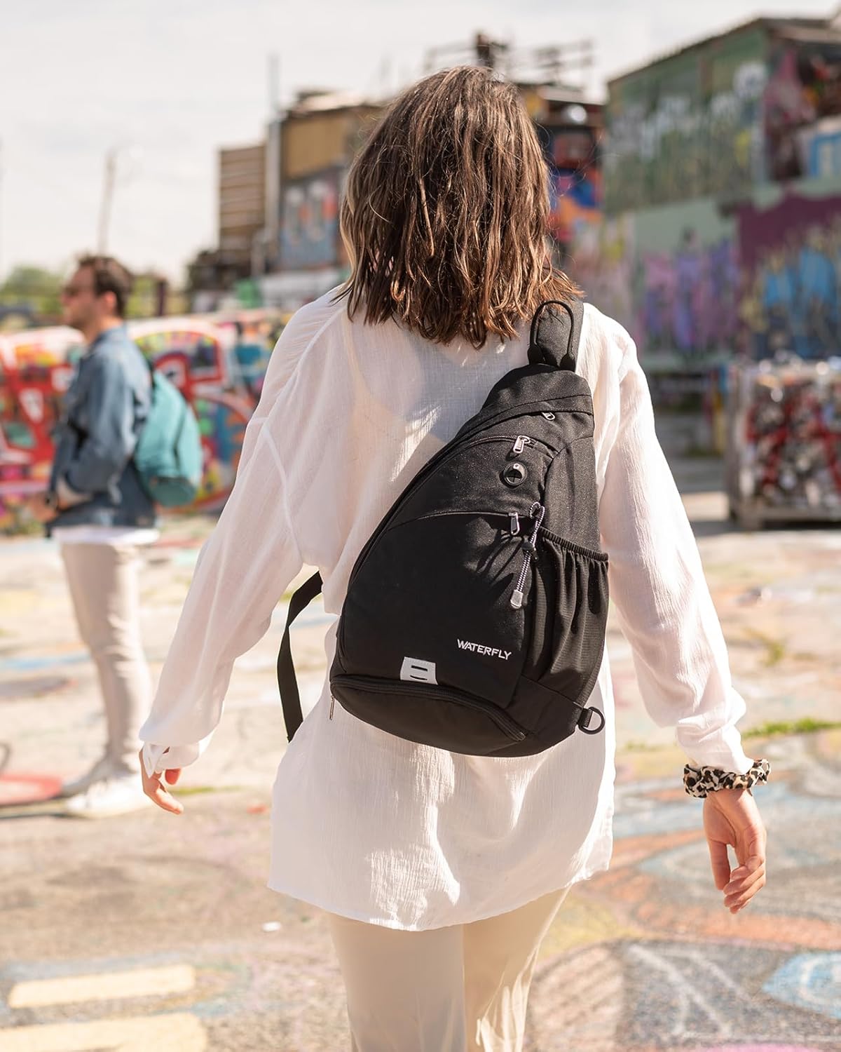 Large Sling Bag Crossbody Backpack Chest Pack for Men Women | 18L, Water resistant hiking daypack, 7 pockets for 13" Tablet, water bottle & umbrella pockets, Outdoor travel shoulder bag