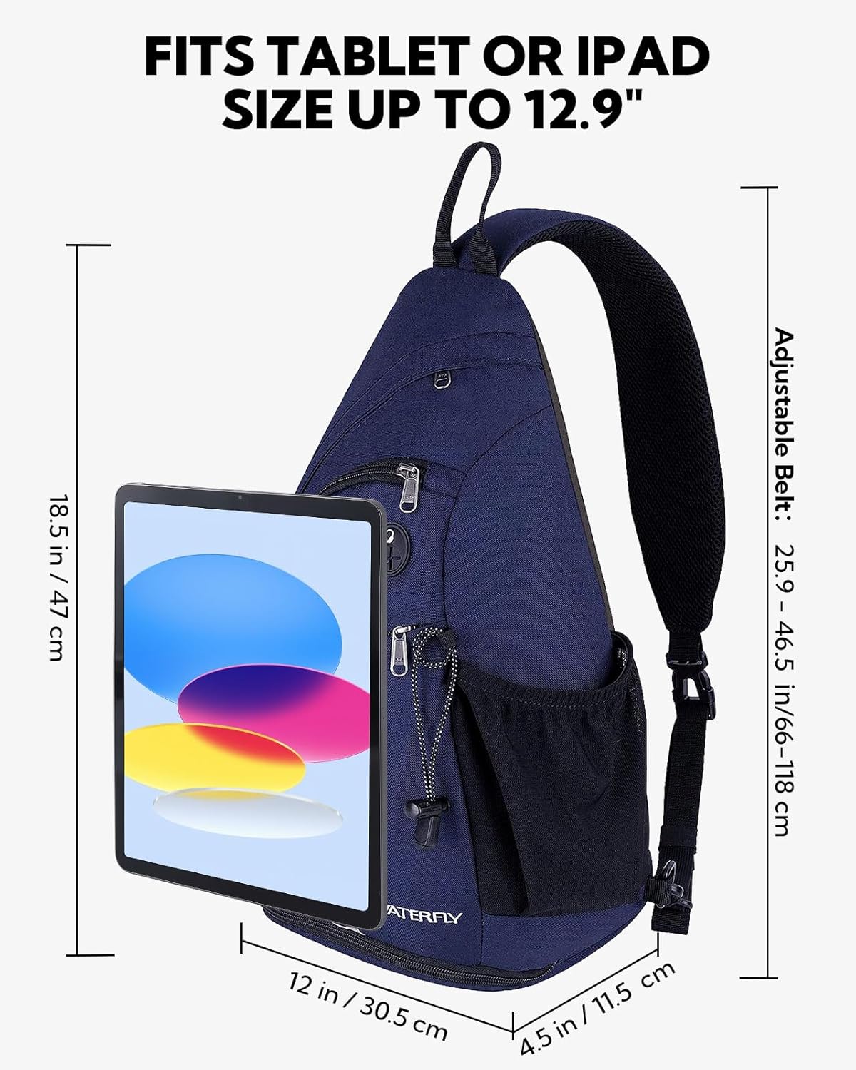 Large Sling Bag Crossbody Backpack Chest Pack for Men Women | 18L, Water resistant hiking daypack, 7 pockets for 13" Tablet, water bottle & umbrella pockets, Outdoor travel shoulder bag