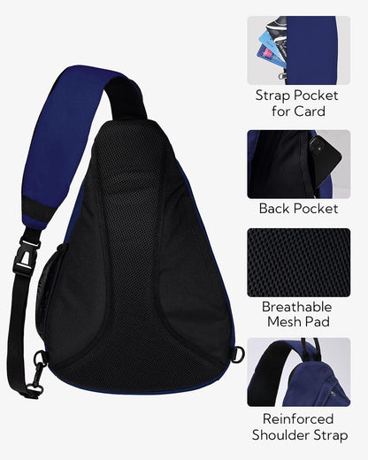 Large Sling Bag Crossbody Backpack Chest Pack for Men Women | 18L, Water resistant hiking daypack, 7 pockets for 13" Tablet, water bottle & umbrella pockets, Outdoor travel shoulder bag
