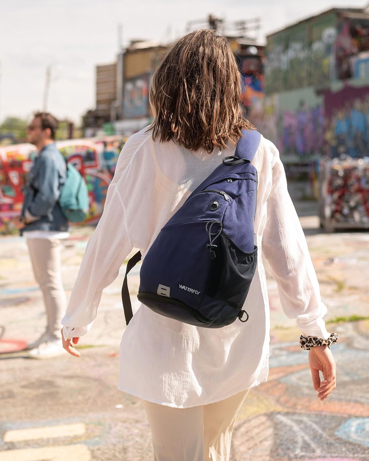 Large Sling Bag Crossbody Backpack Chest Pack for Men Women | 18L, Water resistant hiking daypack, 7 pockets for 13" Tablet, water bottle & umbrella pockets, Outdoor travel shoulder bag