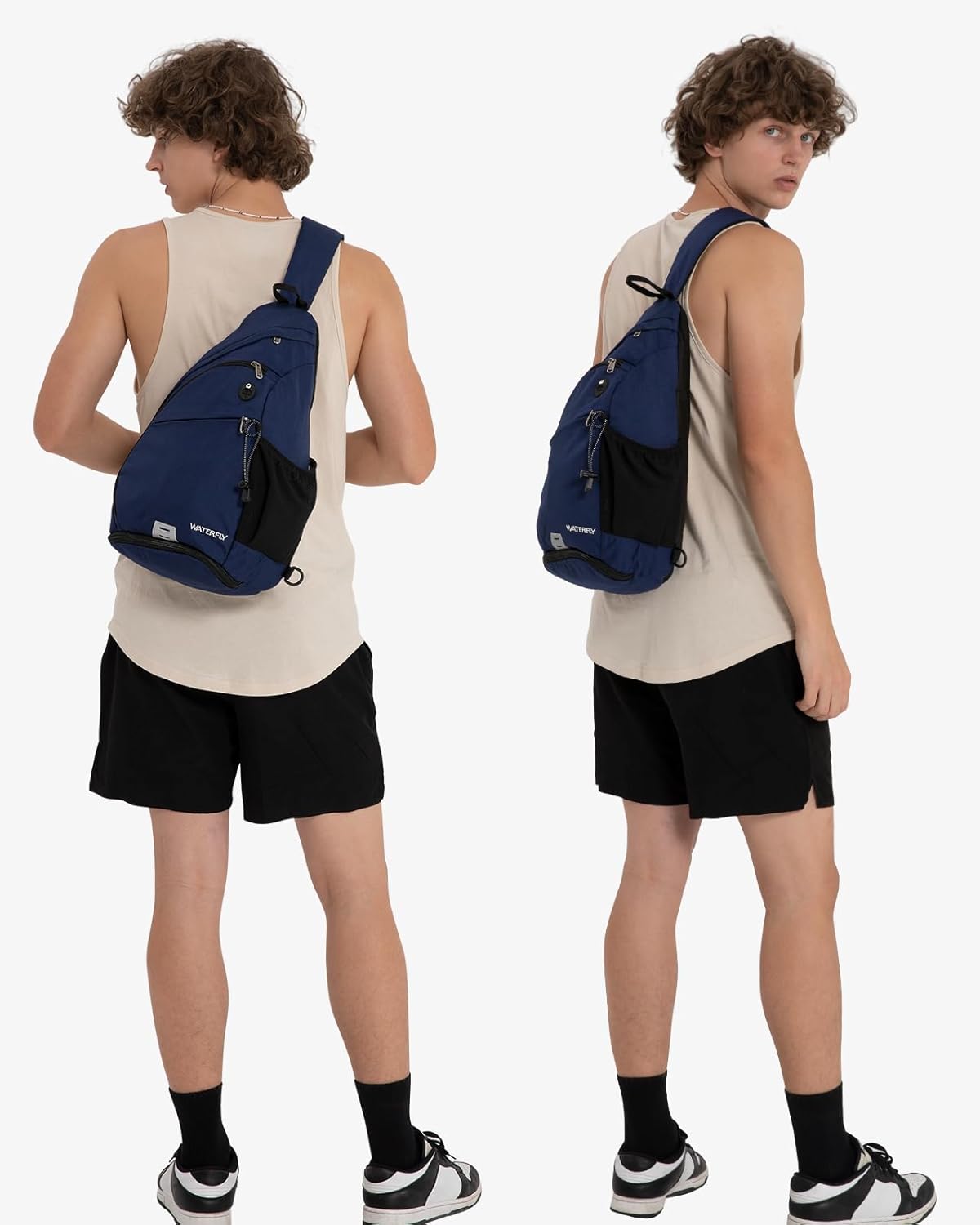 Large Sling Bag Crossbody Backpack Chest Pack for Men Women | 18L, Water resistant hiking daypack, 7 pockets for 13" Tablet, water bottle & umbrella pockets, Outdoor travel shoulder bag