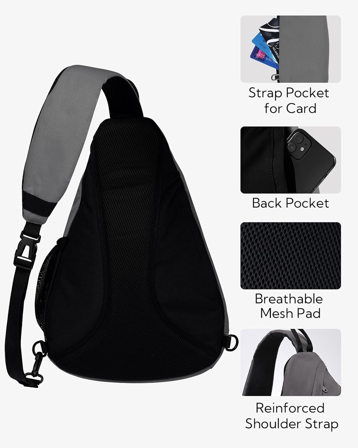 Large Sling Bag Crossbody Backpack Chest Pack for Men Women | 18L, Water resistant hiking daypack, 7 pockets for 13" Tablet, water bottle & umbrella pockets, Outdoor travel shoulder bag