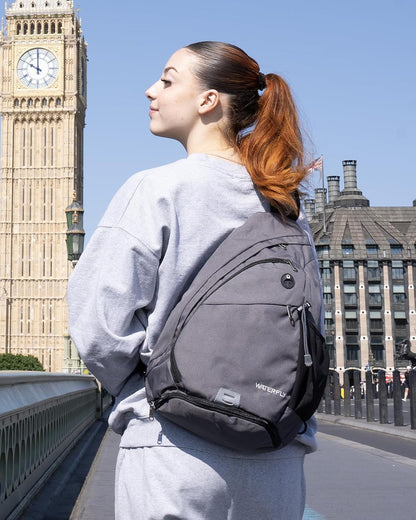 Large Sling Bag Crossbody Backpack Chest Pack for Men Women | 18L, Water resistant hiking daypack, 7 pockets for 13" Tablet, water bottle & umbrella pockets, Outdoor travel shoulder bag