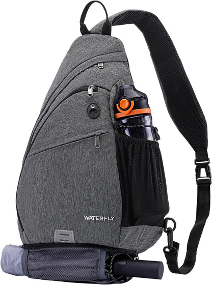 Large Sling Bag Crossbody Backpack Chest Pack for Men Women | 18L, Water resistant hiking daypack, 7 pockets for 13" Tablet, water bottle & umbrella pockets, Outdoor travel shoulder bag
