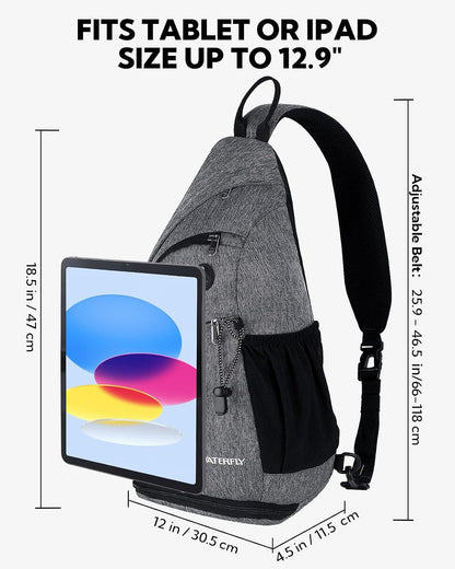 Large Sling Bag Crossbody Backpack Chest Pack for Men Women | 18L, Water resistant hiking daypack, 7 pockets for 13" Tablet, water bottle & umbrella pockets, Outdoor travel shoulder bag