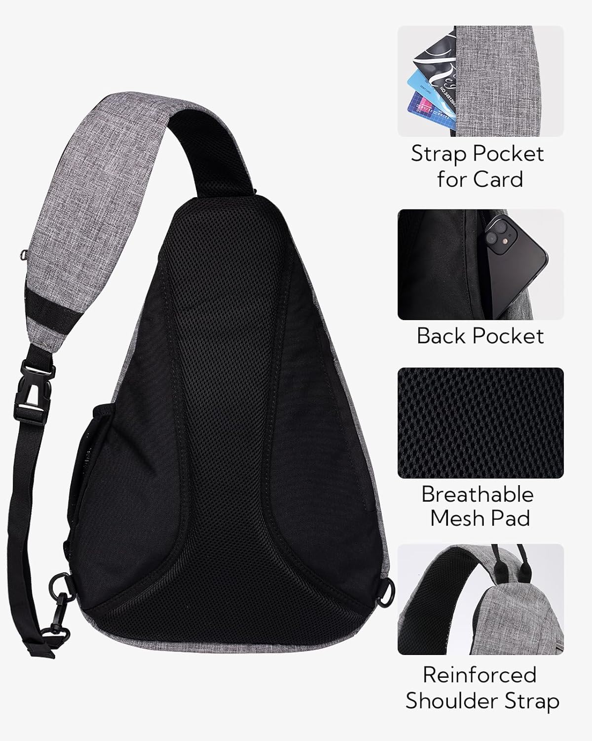 Large Sling Bag Crossbody Backpack Chest Pack for Men Women | 18L, Water resistant hiking daypack, 7 pockets for 13" Tablet, water bottle & umbrella pockets, Outdoor travel shoulder bag