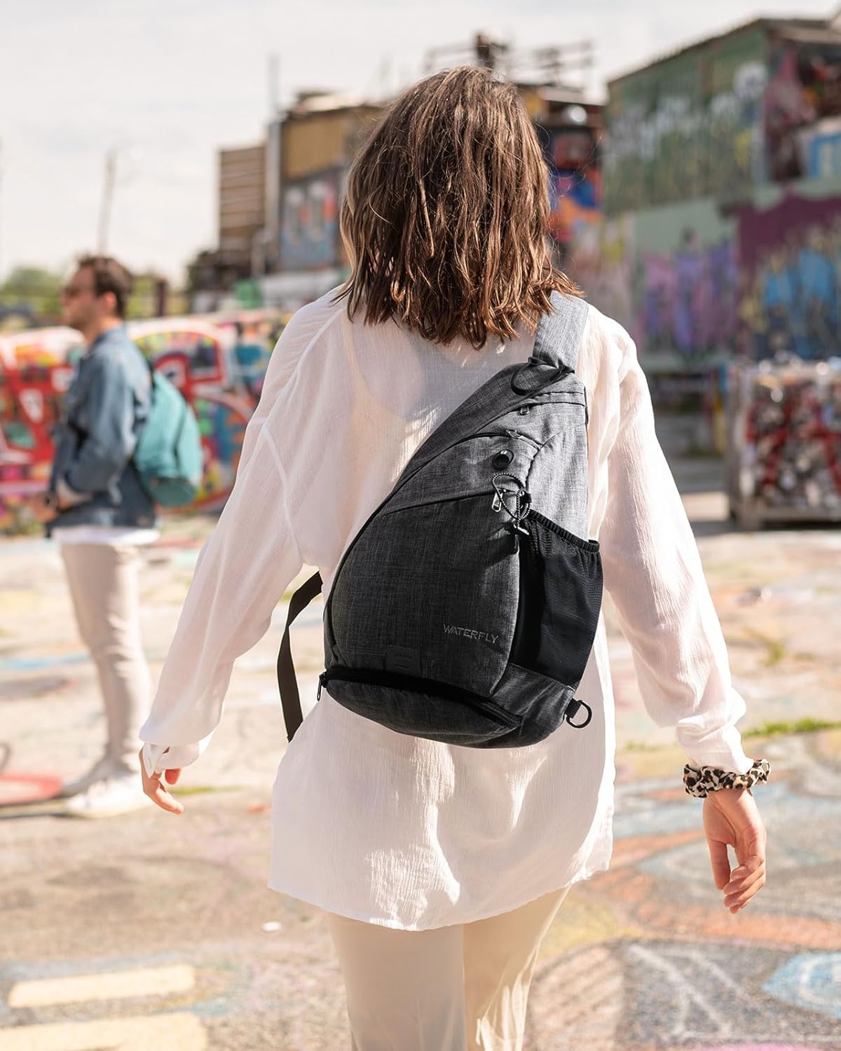 Large Sling Bag Crossbody Backpack Chest Pack for Men Women | 18L, Water resistant hiking daypack, 7 pockets for 13" Tablet, water bottle & umbrella pockets, Outdoor travel shoulder bag
