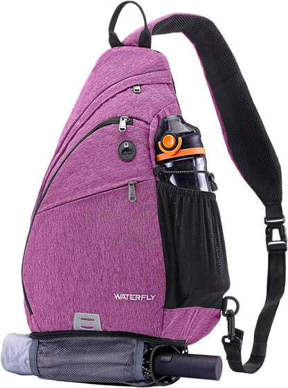 Large Sling Bag Crossbody Backpack Chest Pack for Men Women | 18L, Water resistant hiking daypack, 7 pockets for 13" Tablet, water bottle & umbrella pockets, Outdoor travel shoulder bag