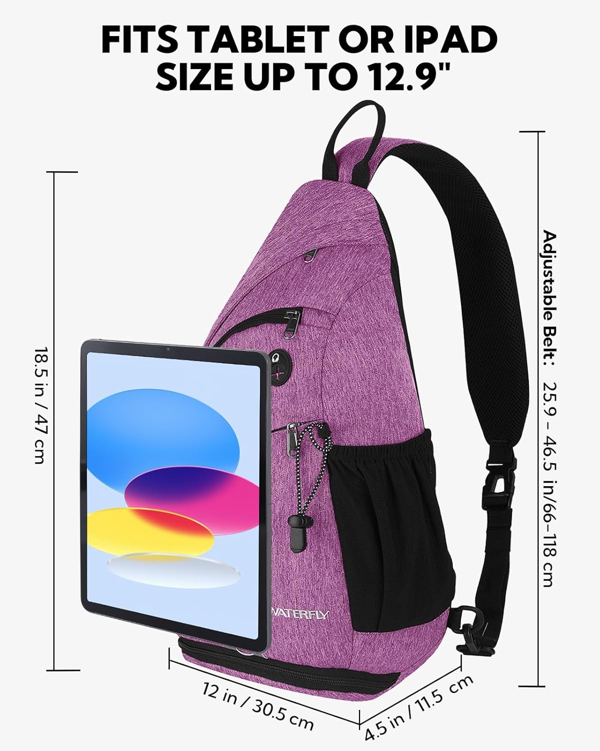 Large Sling Bag Crossbody Backpack Chest Pack for Men Women | 18L, Water resistant hiking daypack, 7 pockets for 13" Tablet, water bottle & umbrella pockets, Outdoor travel shoulder bag