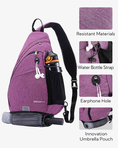 Large Sling Bag Crossbody Backpack Chest Pack for Men Women | 18L, Water resistant hiking daypack, 7 pockets for 13" Tablet, water bottle & umbrella pockets, Outdoor travel shoulder bag