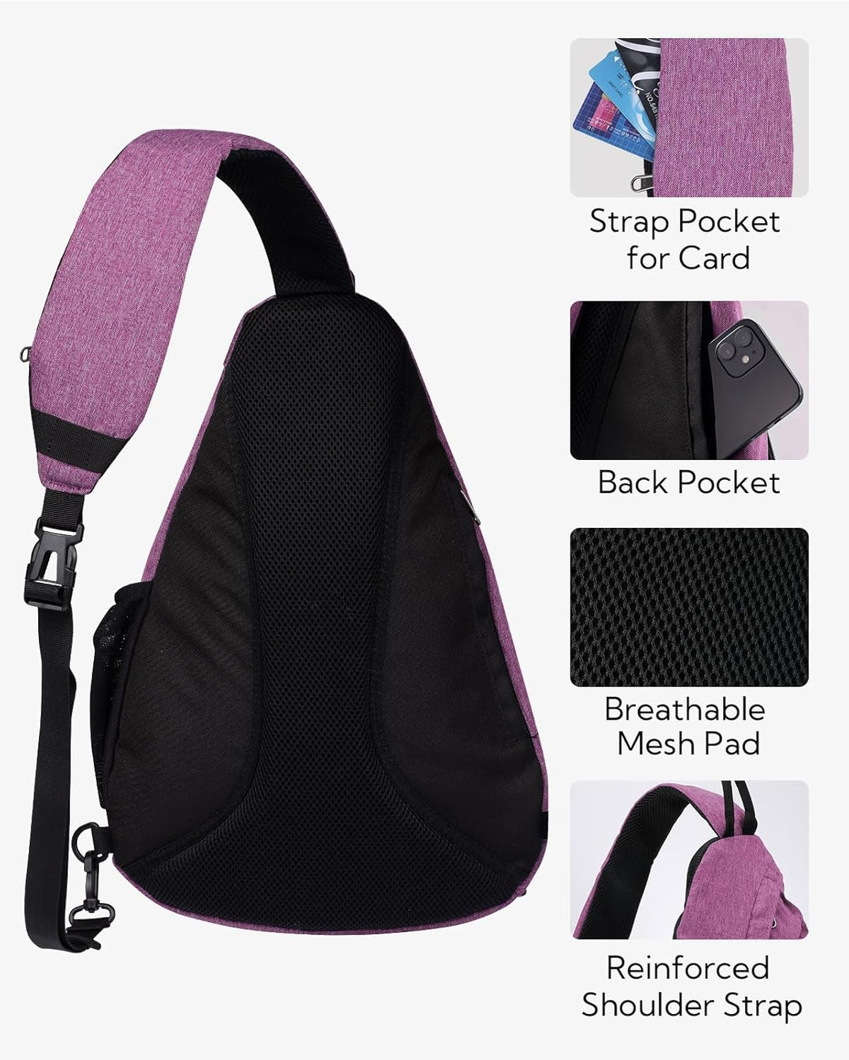 Large Sling Bag Crossbody Backpack Chest Pack for Men Women | 18L, Water resistant hiking daypack, 7 pockets for 13" Tablet, water bottle & umbrella pockets, Outdoor travel shoulder bag