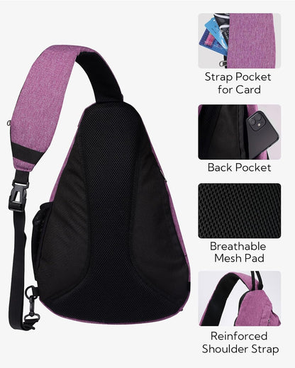 Large Sling Bag Crossbody Backpack Chest Pack for Men Women | 18L, Water resistant hiking daypack, 7 pockets for 13" Tablet, water bottle & umbrella pockets, Outdoor travel shoulder bag