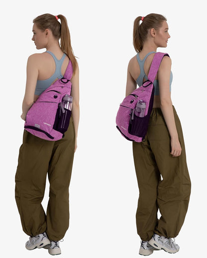 Large Sling Bag Crossbody Backpack Chest Pack for Men Women | 18L, Water resistant hiking daypack, 7 pockets for 13" Tablet, water bottle & umbrella pockets, Outdoor travel shoulder bag