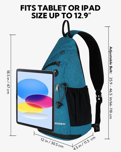 Large Sling Bag Crossbody Backpack Chest Pack for Men Women | 18L, Water resistant hiking daypack, 7 pockets for 13" Tablet, water bottle & umbrella pockets, Outdoor travel shoulder bag