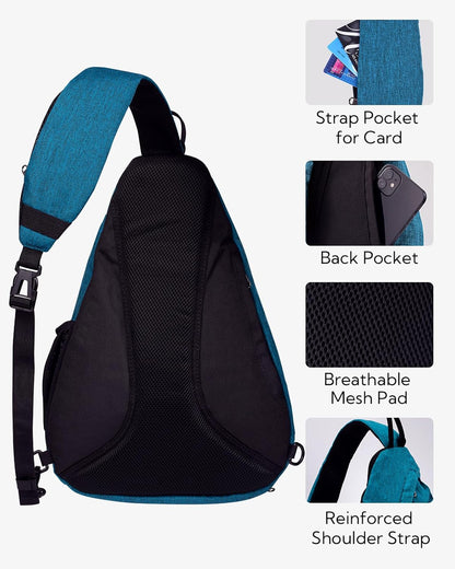Large Sling Bag Crossbody Backpack Chest Pack for Men Women | 18L, Water resistant hiking daypack, 7 pockets for 13" Tablet, water bottle & umbrella pockets, Outdoor travel shoulder bag