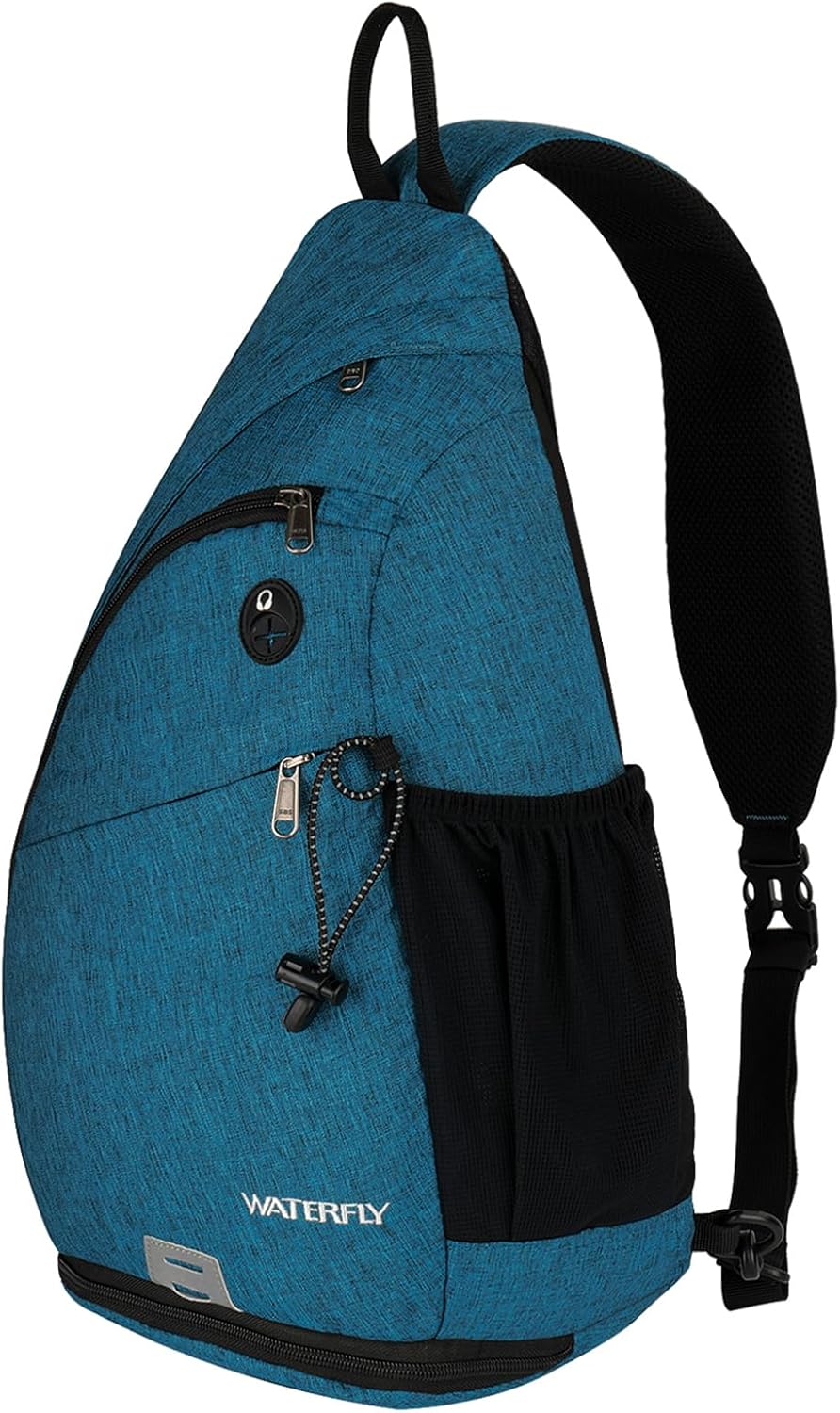 Large Sling Bag Crossbody Backpack Chest Pack for Men Women | 18L, Water resistant hiking daypack, 7 pockets for 13" Tablet, water bottle & umbrella pockets, Outdoor travel shoulder bag