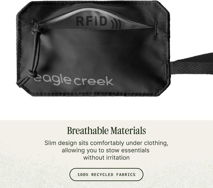 Undercover RFID Hidden Pocket – Travel Security Pouch with RFID Blocking – Lightweight, Wear Under Clothing – Zippered Passport & Card Holder – Adjustable Strap – Black