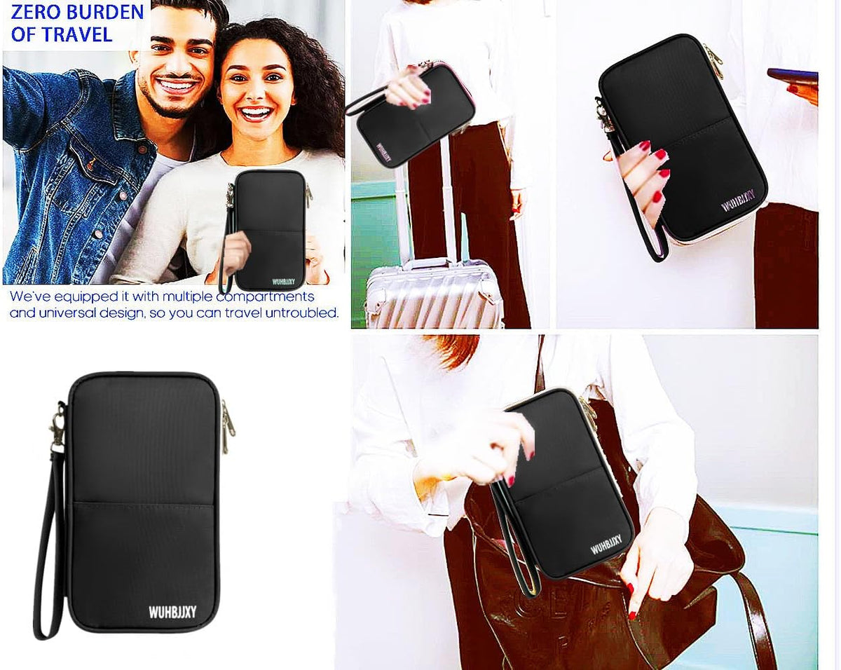 Multifunctional, Secure,Practical, RFID Family Passport Holder, Travel Wallet Travel Document Organizer, Three-Layer Design, Strong storage Function