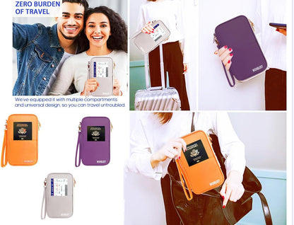 Multifunctional, Secure,Practical, RFID Family Passport Holder, Travel Wallet Travel Document Organizer, Three-Layer Design, Strong storage Function