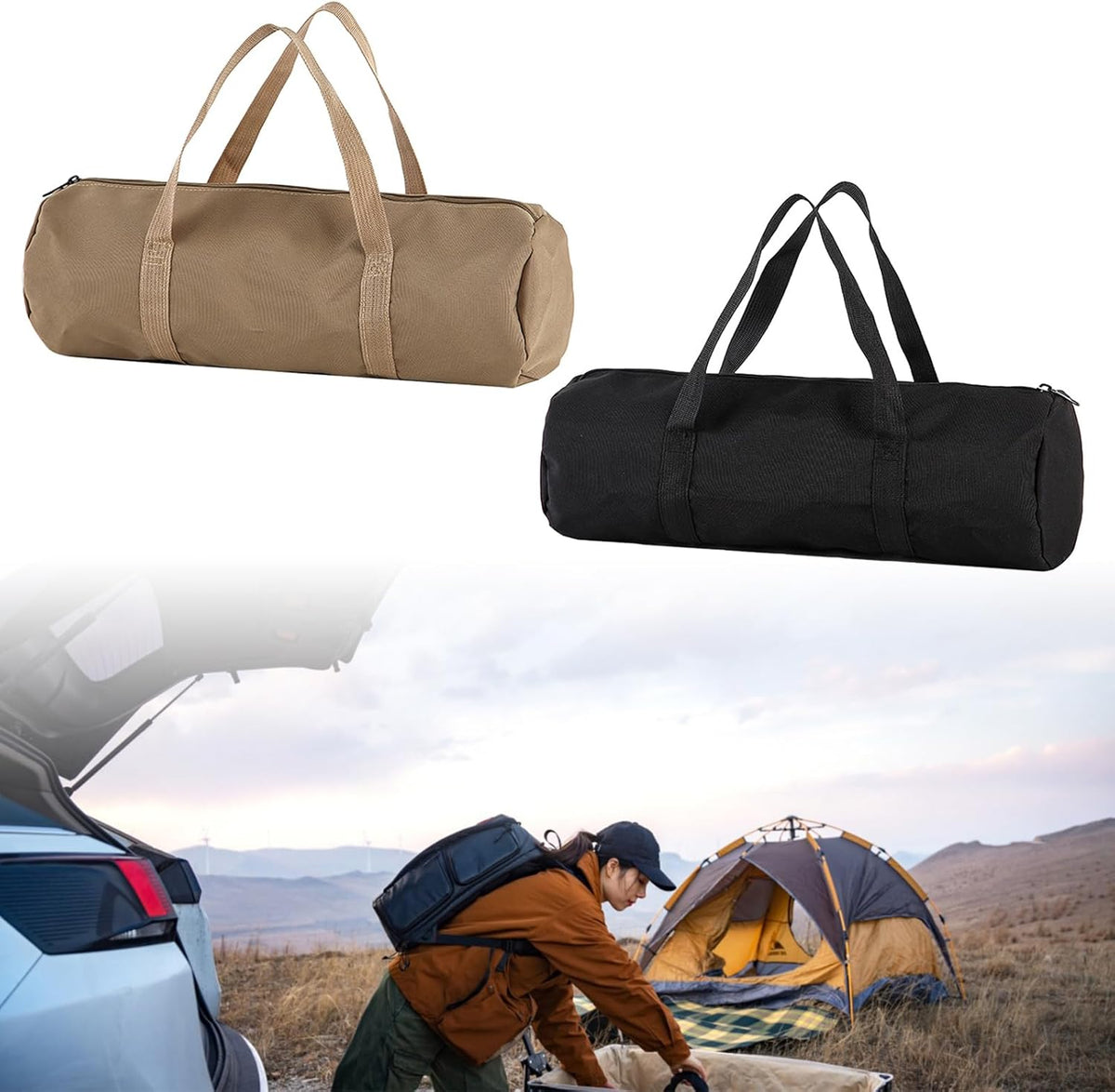 Outdoor Duffels Bag,Waterproof Oxford Cloth Camping Storage Pouches Folding Luggage Bag with Zippers for Travel Sports