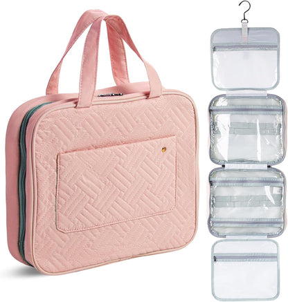 Travel Toiletry Bag Organizers, Baby Pink | Makeup Travel Bag for Toiletries with Hanging Hook, Water-Resistant
