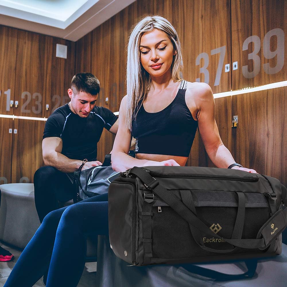 Large Sports Gym Bag, Travel Duffel bag with Wet Pocket & Shoes Compartment for men women, 65L, Lightweight