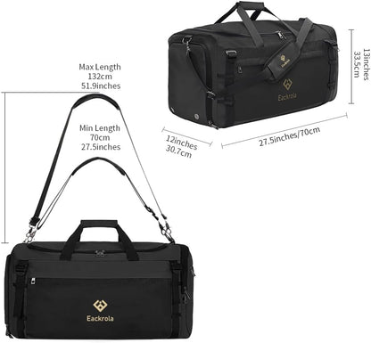 Large Sports Gym Bag, Travel Duffel bag with Wet Pocket & Shoes Compartment for men women, 65L, Lightweight