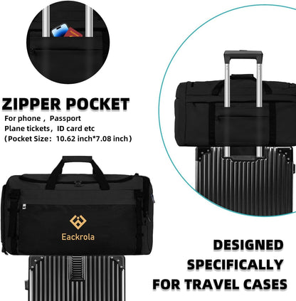 Large Sports Gym Bag, Travel Duffel bag with Wet Pocket & Shoes Compartment for men women, 65L, Lightweight