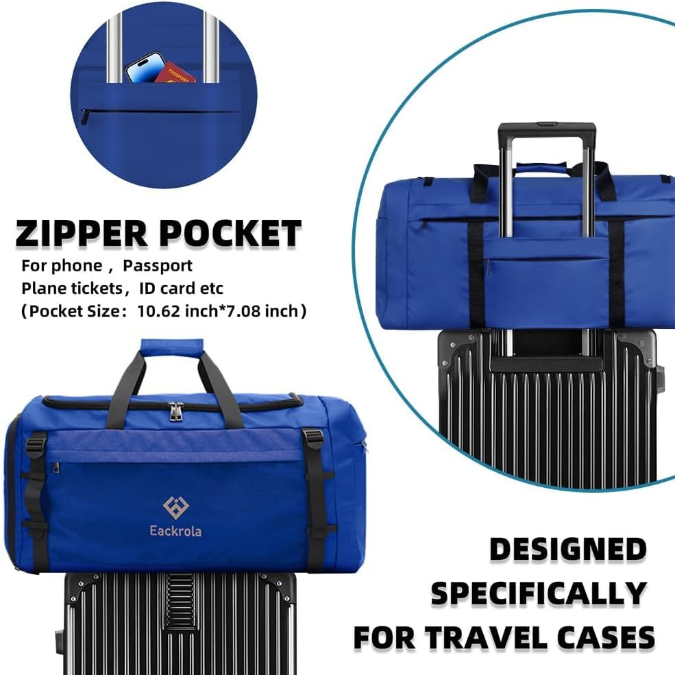 Large Sports Gym Bag, Travel Duffel bag with Wet Pocket & Shoes Compartment for men women, 65L, Lightweight
