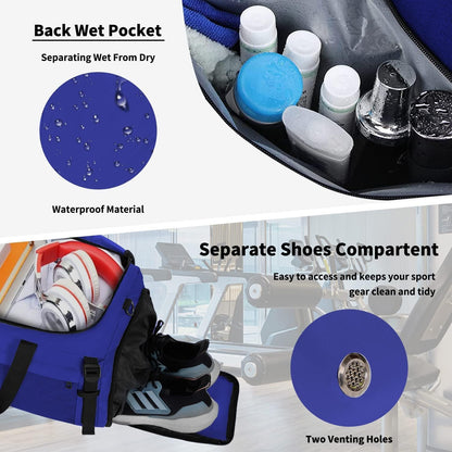 Large Sports Gym Bag, Travel Duffel bag with Wet Pocket & Shoes Compartment for men women, 65L, Lightweight