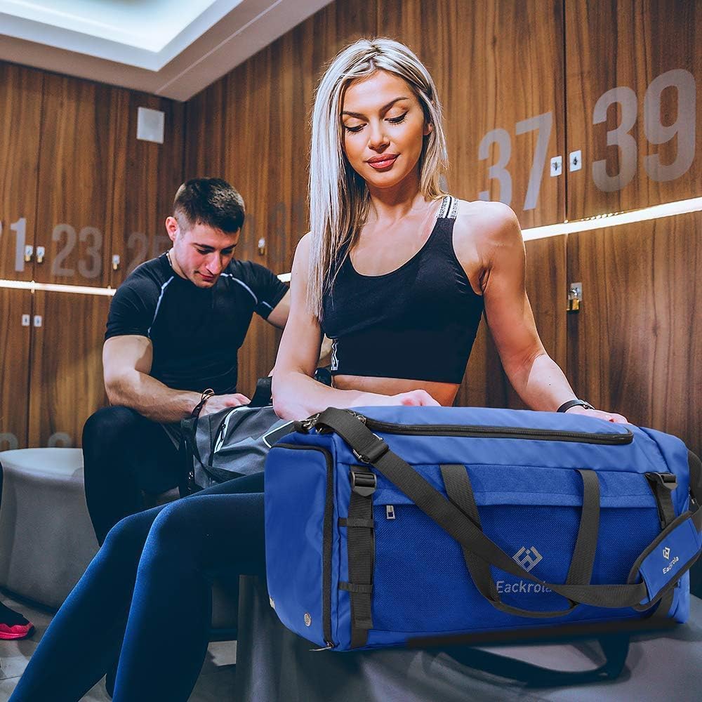 Large Sports Gym Bag, Travel Duffel bag with Wet Pocket & Shoes Compartment for men women, 65L, Lightweight