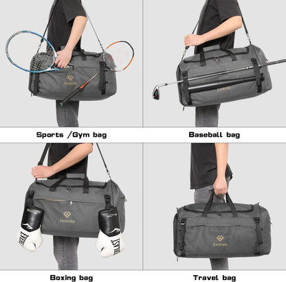 Large Sports Gym Bag, Travel Duffel bag with Wet Pocket & Shoes Compartment for men women, 65L, Lightweight